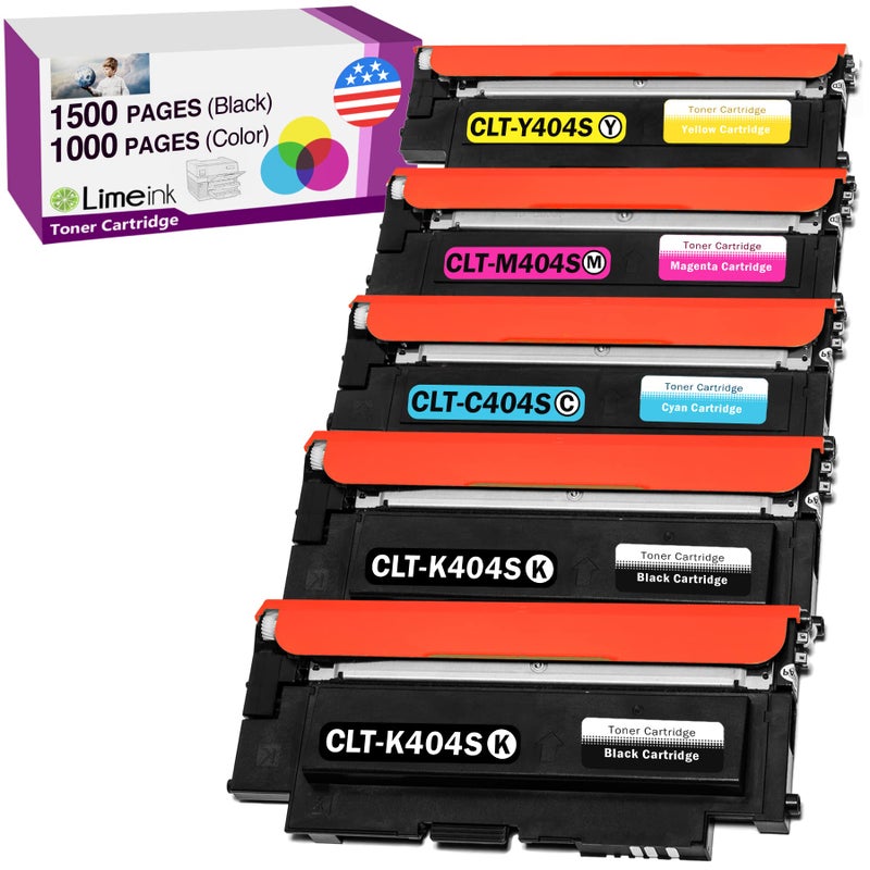 Limeink Compatible Toner Cartridges Replacement for Samsung 404s 404 CLT-K404S CLT-C404S CLT-M404S CLT-Y404S Express Xpress SL-C430W SL-C480FW SL-C480W k404 y404 c480 c430 (2 Black, 1 Each Color) - Image 1